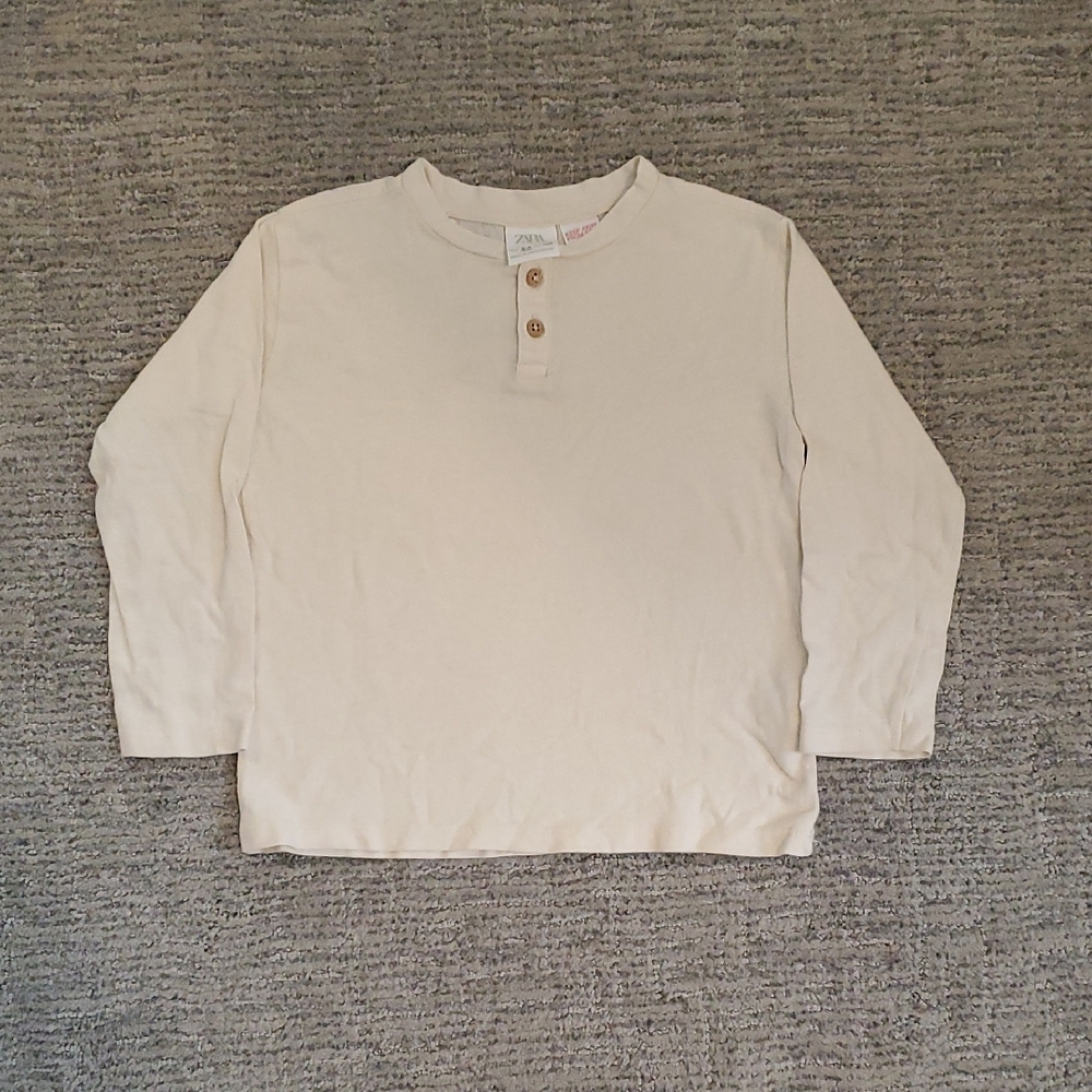 Zara Cream Long Sleeve Tee Soft Knit Versatile